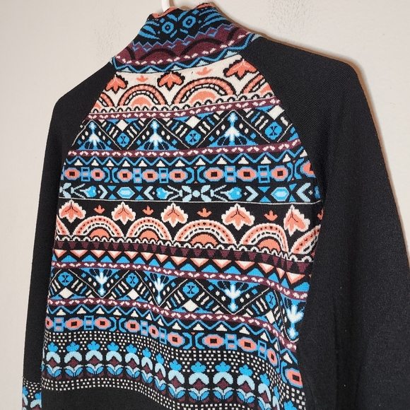 Icelandic Wool Blend 1/2 Zip Black Blue Pink Pull Over Sweater Size Medium - Picture 6 of 14